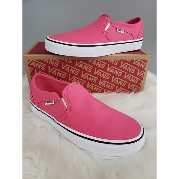 NEW Vans Slip‎ On Pink Honeysuckle Asher Sneakers Women’s Size 6.5 - Picture 1 of 6